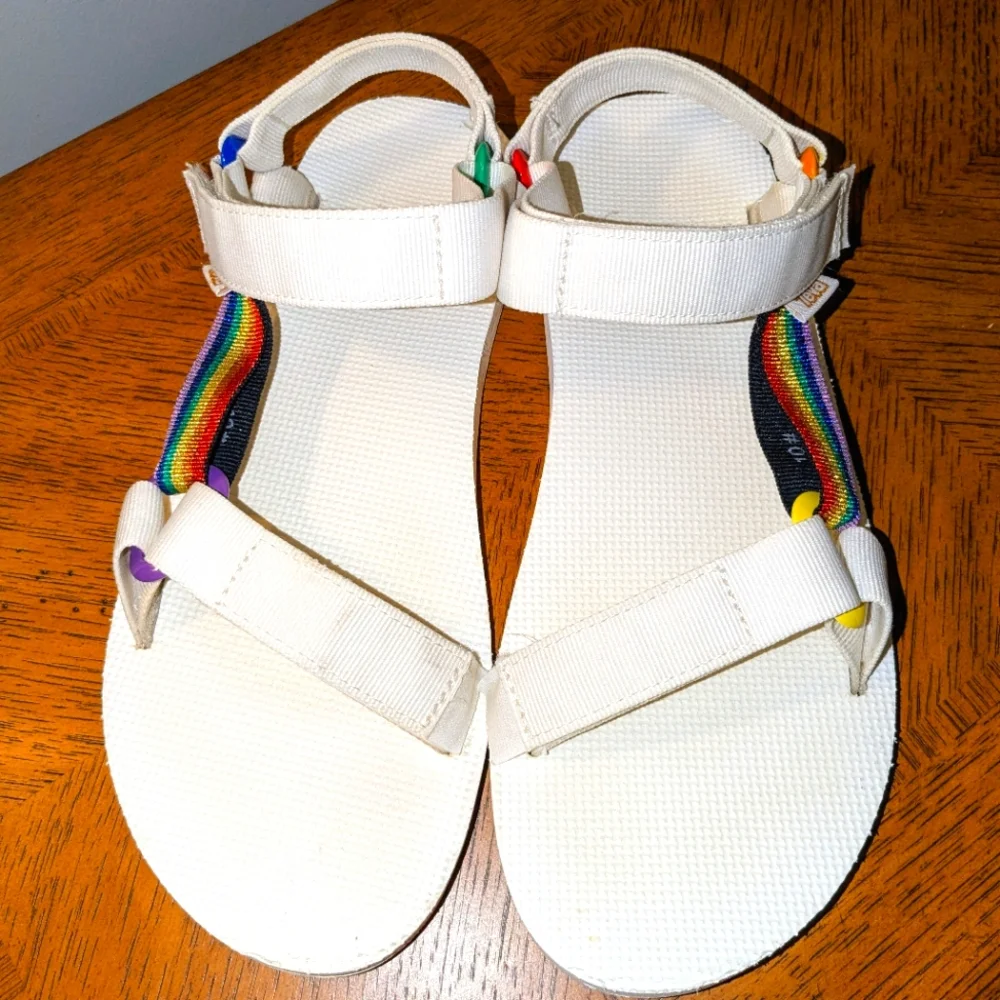 Teva Sport Sandal Original Universal Pride Rainbow White Men 10 Women11.5 Unisex - Picture 4 of 11